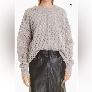Isabel Marant Étoile Tiana Open Stitch Crewneck Sweater in Grey